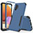 Silikon Hülle Handyhülle und Kunststoff Schutzhülle Hartschalen Tasche Vorder und Rückseite 360 Grad Ganzkörper MQ1 für Samsung Galaxy M32 5G Blau und Schwarz