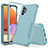 Silikon Hülle Handyhülle und Kunststoff Schutzhülle Hartschalen Tasche Vorder und Rückseite 360 Grad Ganzkörper MQ1 für Samsung Galaxy M32 5G Hellblau