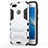 Silikon Hülle Handyhülle und Kunststoff Schutzhülle mit Ständer für Huawei Y6 Pro (2017) Weiß