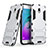 Silikon Hülle Handyhülle und Kunststoff Schutzhülle mit Ständer für Samsung Galaxy J5 (2017) SM-J750F Weiß
