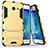 Silikon Hülle Handyhülle und Kunststoff Schutzhülle mit Ständer für Samsung Galaxy J5 (2017) Version Americaine Gold