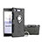 Silikon Hülle Handyhülle und Kunststoff Schutzhülle Tasche mit Fingerring Ständer für Sony Xperia XZ1 Compact Grau