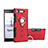 Silikon Hülle Handyhülle und Kunststoff Schutzhülle Tasche mit Fingerring Ständer für Sony Xperia XZ1 Compact Rot