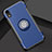 Silikon Hülle Handyhülle und Kunststoff Schutzhülle Tasche mit Fingerring Ständer S01 für Apple iPhone XR Blau