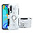 Silikon Hülle Handyhülle und Kunststoff Schutzhülle Tasche mit Fingerring Ständer S01 für Huawei P30 Weiß