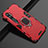 Silikon Hülle Handyhülle und Kunststoff Schutzhülle Tasche mit Magnetisch Fingerring Ständer D02 für Xiaomi Mi Note 10 Pro Rot