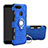 Silikon Hülle Handyhülle und Kunststoff Schutzhülle Tasche mit Magnetisch Fingerring Ständer für Huawei Enjoy 8e Hellblau