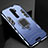 Silikon Hülle Handyhülle und Kunststoff Schutzhülle Tasche mit Magnetisch Fingerring Ständer für Oppo A11X Blau