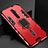 Silikon Hülle Handyhülle und Kunststoff Schutzhülle Tasche mit Magnetisch Fingerring Ständer für Oppo Reno2 Z Rot