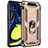 Silikon Hülle Handyhülle und Kunststoff Schutzhülle Tasche mit Magnetisch Fingerring Ständer für Samsung Galaxy A80 Gold