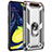 Silikon Hülle Handyhülle und Kunststoff Schutzhülle Tasche mit Magnetisch Fingerring Ständer für Samsung Galaxy A80 Silber