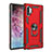 Silikon Hülle Handyhülle und Kunststoff Schutzhülle Tasche mit Magnetisch Fingerring Ständer für Samsung Galaxy Note 10 Plus Rot