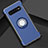 Silikon Hülle Handyhülle und Kunststoff Schutzhülle Tasche mit Magnetisch Fingerring Ständer für Samsung Galaxy S10 5G Blau