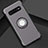 Silikon Hülle Handyhülle und Kunststoff Schutzhülle Tasche mit Magnetisch Fingerring Ständer für Samsung Galaxy S10 5G Dunkelgrau