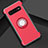Silikon Hülle Handyhülle und Kunststoff Schutzhülle Tasche mit Magnetisch Fingerring Ständer für Samsung Galaxy S10 5G Rot