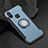 Silikon Hülle Handyhülle und Kunststoff Schutzhülle Tasche mit Magnetisch Fingerring Ständer für Xiaomi Mi Max 3 Blau