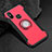 Silikon Hülle Handyhülle und Kunststoff Schutzhülle Tasche mit Magnetisch Fingerring Ständer für Xiaomi Mi Max 3 Rot