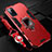 Silikon Hülle Handyhülle und Kunststoff Schutzhülle Tasche mit Magnetisch Fingerring Ständer R01 für Oppo A72 Rot