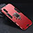Silikon Hülle Handyhülle und Kunststoff Schutzhülle Tasche mit Magnetisch Fingerring Ständer R03 für Xiaomi Redmi 9AT Rot