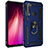 Silikon Hülle Handyhülle und Kunststoff Schutzhülle Tasche mit Magnetisch Fingerring Ständer R05 für Xiaomi Redmi Note 8T Blau