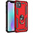 Silikon Hülle Handyhülle und Kunststoff Schutzhülle Tasche mit Magnetisch Fingerring Ständer S04 für Apple iPhone 11 Rot