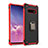 Silikon Hülle Handyhülle und Kunststoff Schutzhülle Tasche mit Magnetisch Fingerring Ständer T01 für Samsung Galaxy S10 5G Rot und Schwarz