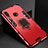 Silikon Hülle Handyhülle und Kunststoff Schutzhülle Tasche mit Magnetisch Fingerring Ständer Z01 für Xiaomi Redmi 7 Rot