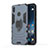 Silikon Hülle Handyhülle und Kunststoff Schutzhülle Tasche mit Magnetisch Ständer für Huawei Enjoy 9 Blau