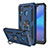 Silikon Hülle Handyhülle und Kunststoff Schutzhülle Tasche mit Magnetisch Ständer für Huawei P20 Lite Blau