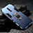 Silikon Hülle Handyhülle und Kunststoff Schutzhülle Tasche mit Magnetisch Ständer für Oppo Reno Blau