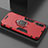 Silikon Hülle Handyhülle und Kunststoff Schutzhülle Tasche mit Magnetisch Ständer für Xiaomi Mi A3 Lite Rot