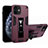 Silikon Hülle Handyhülle und Kunststoff Schutzhülle Tasche mit Magnetisch Ständer H01 für Apple iPhone 12 Fuchsie
