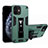 Silikon Hülle Handyhülle und Kunststoff Schutzhülle Tasche mit Magnetisch Ständer H01 für Apple iPhone 12 Mini Grün