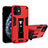 Silikon Hülle Handyhülle und Kunststoff Schutzhülle Tasche mit Magnetisch Ständer H01 für Apple iPhone 12 Mini Rot