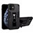 Silikon Hülle Handyhülle und Kunststoff Schutzhülle Tasche mit Magnetisch Ständer H01 für Apple iPhone 12 Mini Schwarz