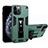 Silikon Hülle Handyhülle und Kunststoff Schutzhülle Tasche mit Magnetisch Ständer H01 für Apple iPhone 12 Pro Max Grün