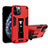 Silikon Hülle Handyhülle und Kunststoff Schutzhülle Tasche mit Magnetisch Ständer H01 für Apple iPhone 12 Pro Max Rot