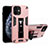 Silikon Hülle Handyhülle und Kunststoff Schutzhülle Tasche mit Magnetisch Ständer H01 für Apple iPhone 12 Rosa