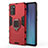 Silikon Hülle Handyhülle und Kunststoff Schutzhülle Tasche mit Magnetisch Ständer N01 für Samsung Galaxy Note 20 5G Rot