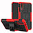 Silikon Hülle Handyhülle und Kunststoff Schutzhülle Tasche mit Ständer A01 für Huawei P20 Rot