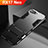 Silikon Hülle Handyhülle und Kunststoff Schutzhülle Tasche mit Ständer A01 für Oppo RX17 Neo Schwarz