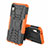 Silikon Hülle Handyhülle und Kunststoff Schutzhülle Tasche mit Ständer A02 für Apple iPhone XR Orange
