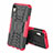 Silikon Hülle Handyhülle und Kunststoff Schutzhülle Tasche mit Ständer A02 für Apple iPhone XR Pink