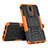 Silikon Hülle Handyhülle und Kunststoff Schutzhülle Tasche mit Ständer A02 für Huawei G10 Orange