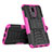 Silikon Hülle Handyhülle und Kunststoff Schutzhülle Tasche mit Ständer A02 für Huawei G10 Pink