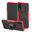 Silikon Hülle Handyhülle und Kunststoff Schutzhülle Tasche mit Ständer A04 für Huawei Nova 4e Rot