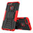 Silikon Hülle Handyhülle und Kunststoff Schutzhülle Tasche mit Ständer für Huawei Enjoy 8 Plus Rot