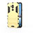 Silikon Hülle Handyhülle und Kunststoff Schutzhülle Tasche mit Ständer für LG G7 Gelb