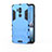 Silikon Hülle Handyhülle und Kunststoff Schutzhülle Tasche mit Ständer für LG G7 Hellblau