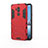 Silikon Hülle Handyhülle und Kunststoff Schutzhülle Tasche mit Ständer für LG G7 Rot